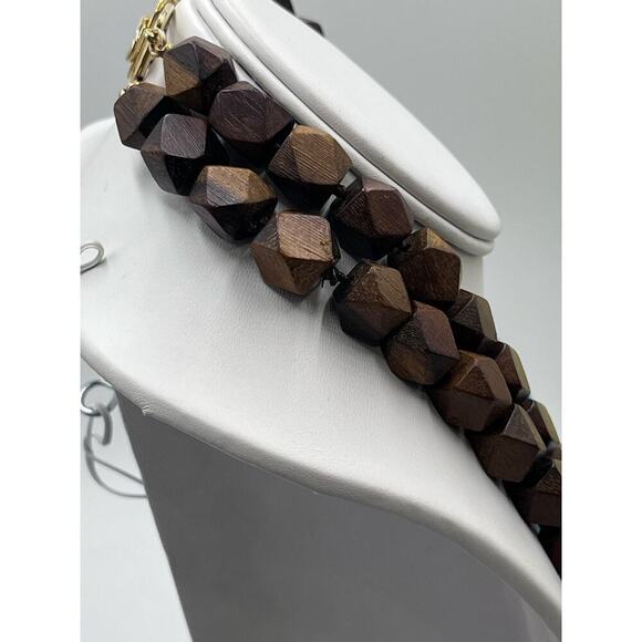 Kenneth Jay Lane Vintage Signed Hand KnotTwo Row‎ Wood Bead Turquoise Necklace - Picture 16 of 16